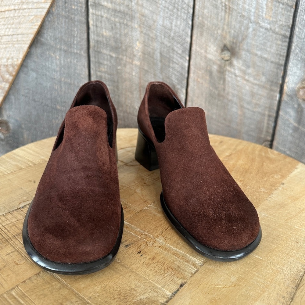 Franco Sarto Brown Suede Women's Shoes with chunky heels, flex
